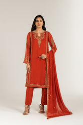 3 Piece Chiffon Embroidered Suit (FL0023)